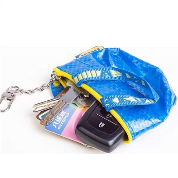 NWT IKEA mini blue zip bag keychain change purse 1 - Picture 2 of 6